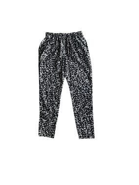 Mango Black and White Printed Elastic Waist Pants Size 6